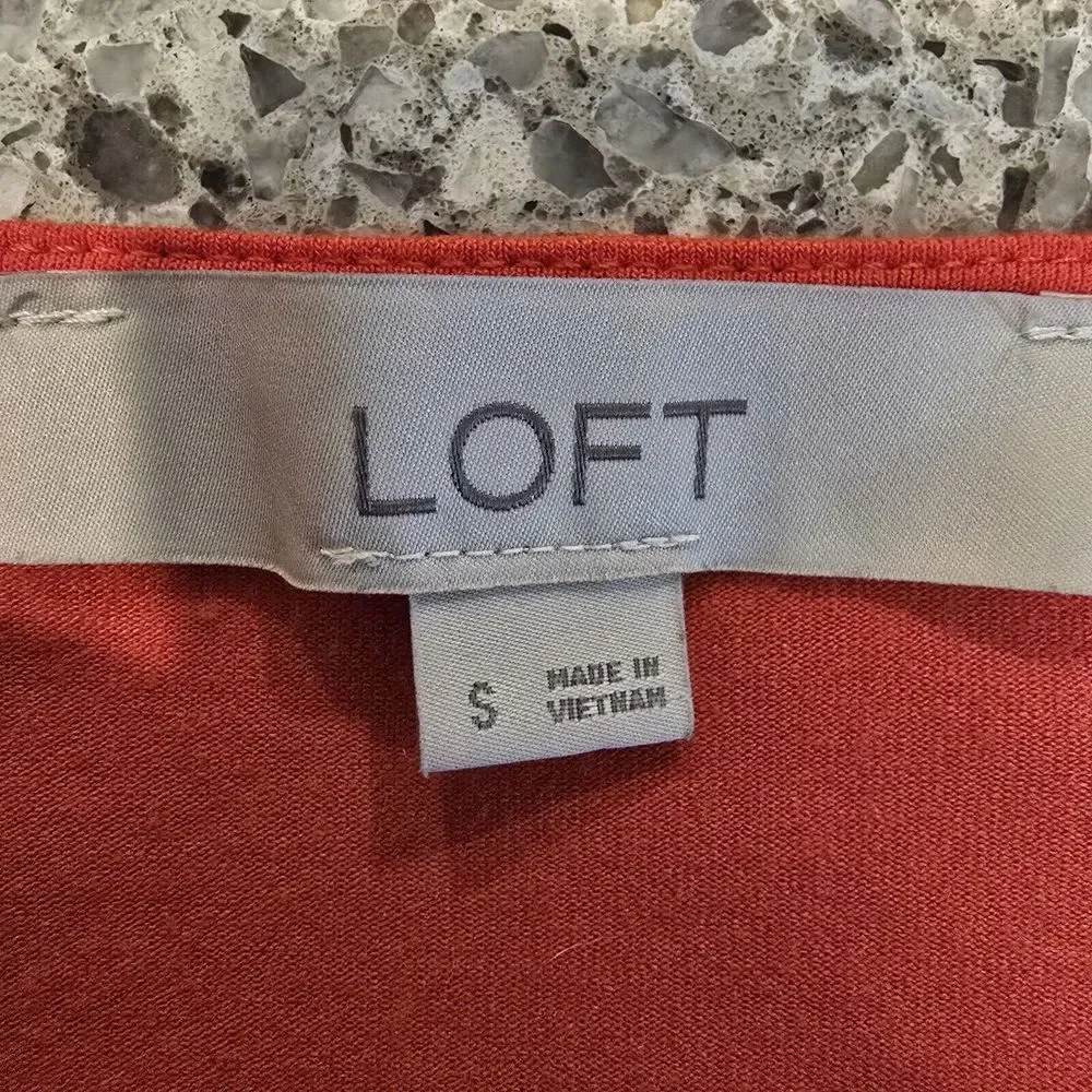 LOFT Womens Dress Size Small‎ Orange Swing Dress Long Bell Sleeve V-Neck.C145 - Picture 8 of 11